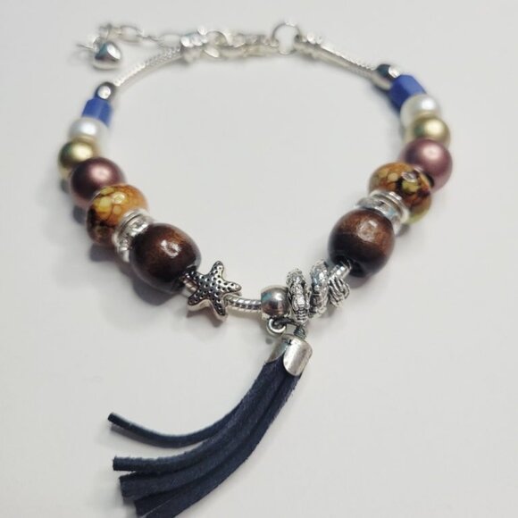 NWT Pandora Style Charm Bracelet Woodland Fringe Snake Serpent Star Rhinestones - Picture 4 of 10